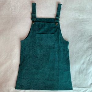 Forest green corduroy overalls dress